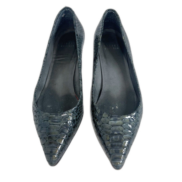 y2k Stuart Weitzman Grey Python Snakeprint Leather Pointed Toe Heels Size 8.5 - Picture 3 of 11